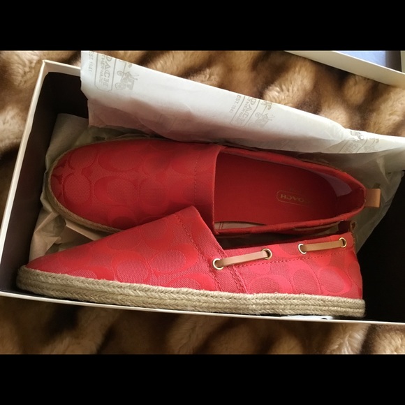 COACH CANVAS AND LEATHER MELON ESPADRILLES - Picture 5 of 7